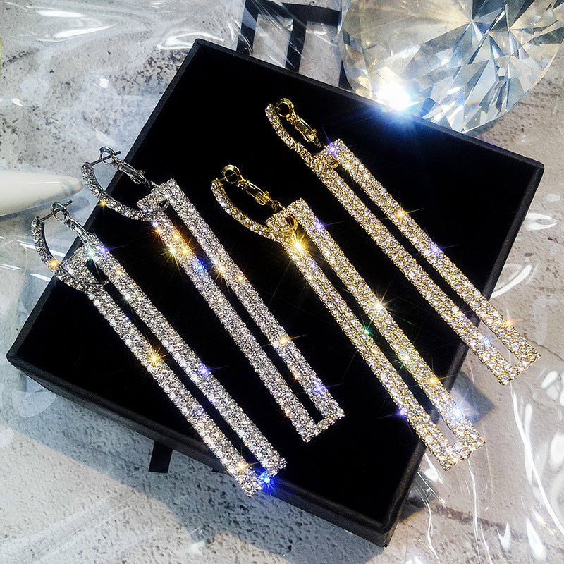 Statement Geometric Cross Crystal Earrings - product image 1