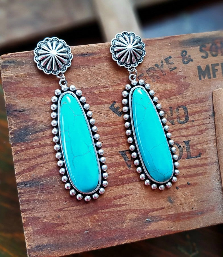 Turquoise Statement Floral Cross Earrings - product image 6