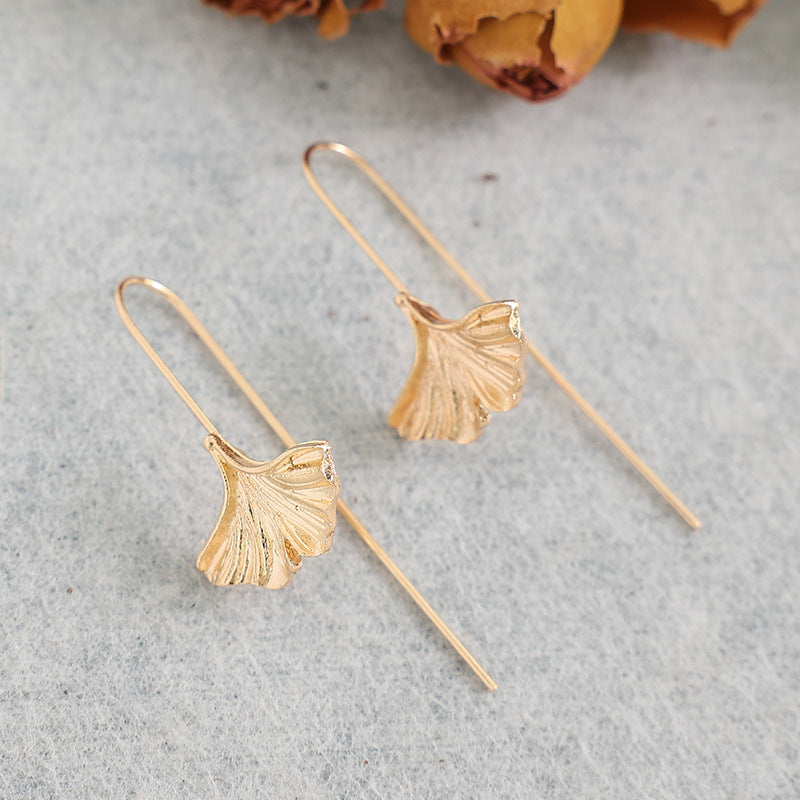 Forest-style Fresh Ginkgo Leaf Earrings - Ear Hooks for Women - Niche - - product image 13