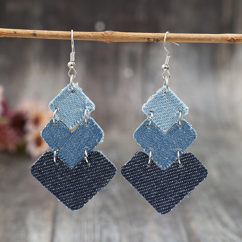 Geometric Cross Leather Earrings for Women - product image 3