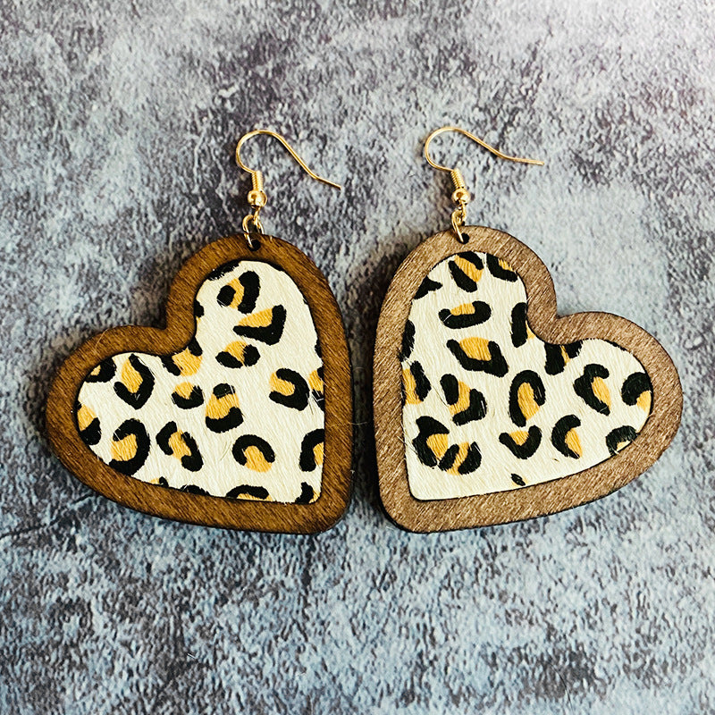 Vintage Horse Heart Cross Wood Earrings - product image 9