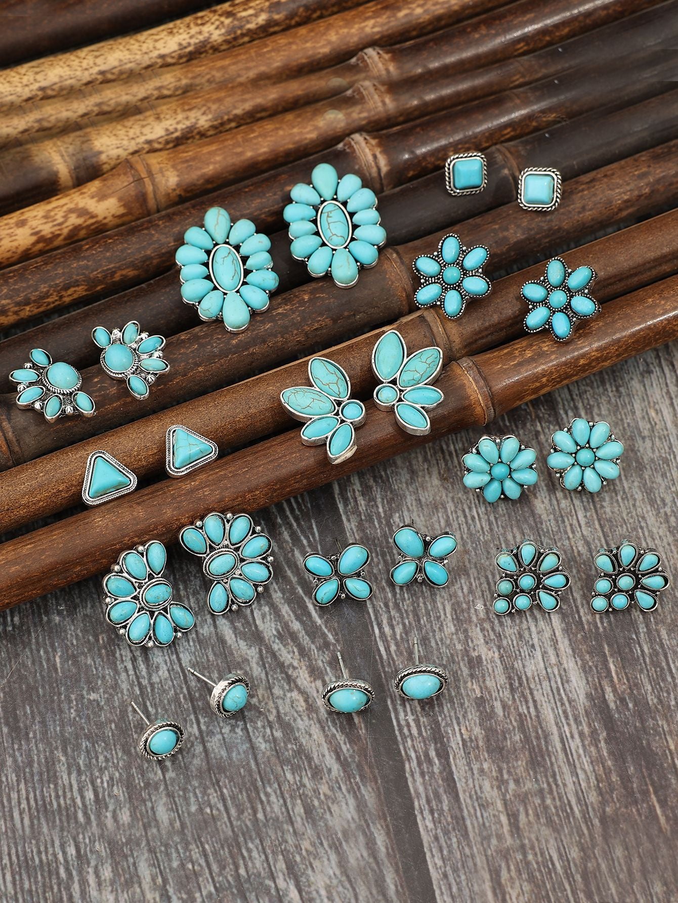 Turquoise Boho Vintage Geometric Earrings - product image 8