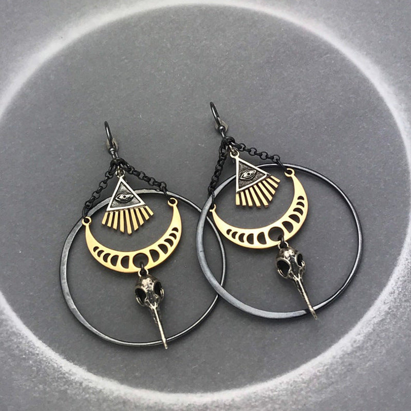 Vintage Statement Geometric Moon Cross Earrings - product image 5