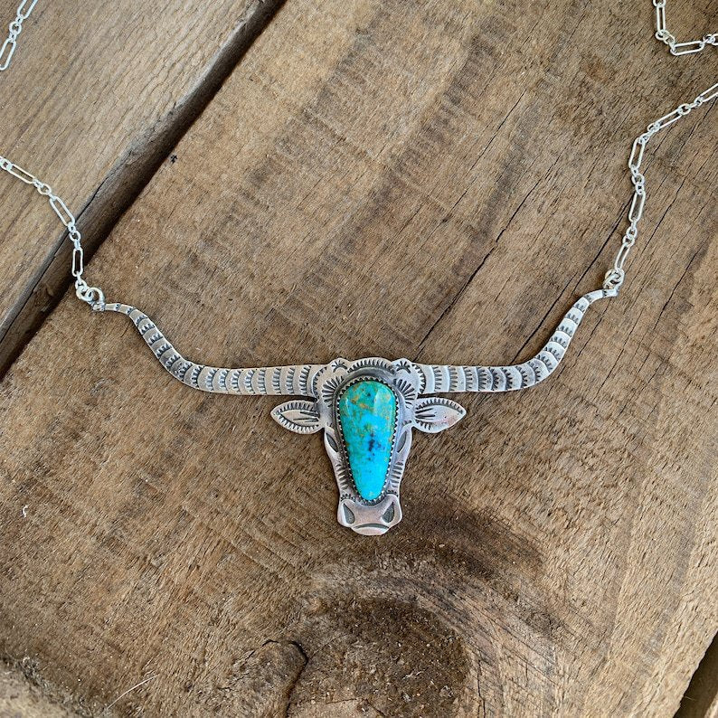 Western Vintage Cow Skull Cross Necklace - product image 3