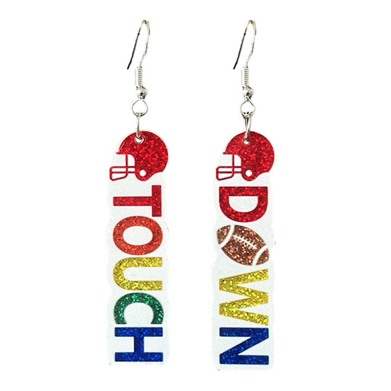 Supply: Football Game Day Shiny Atmosphere Colorful Earrings with Bow - product image 9
