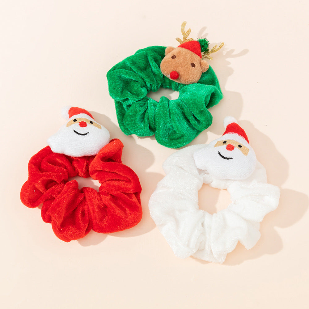 Christmas Velvet Scrunchies - Santa Claus and Deer Hair Ties - Korean Bun - product image 1