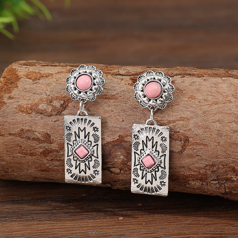 Turquoise Boho Floral Earrings - product image 9