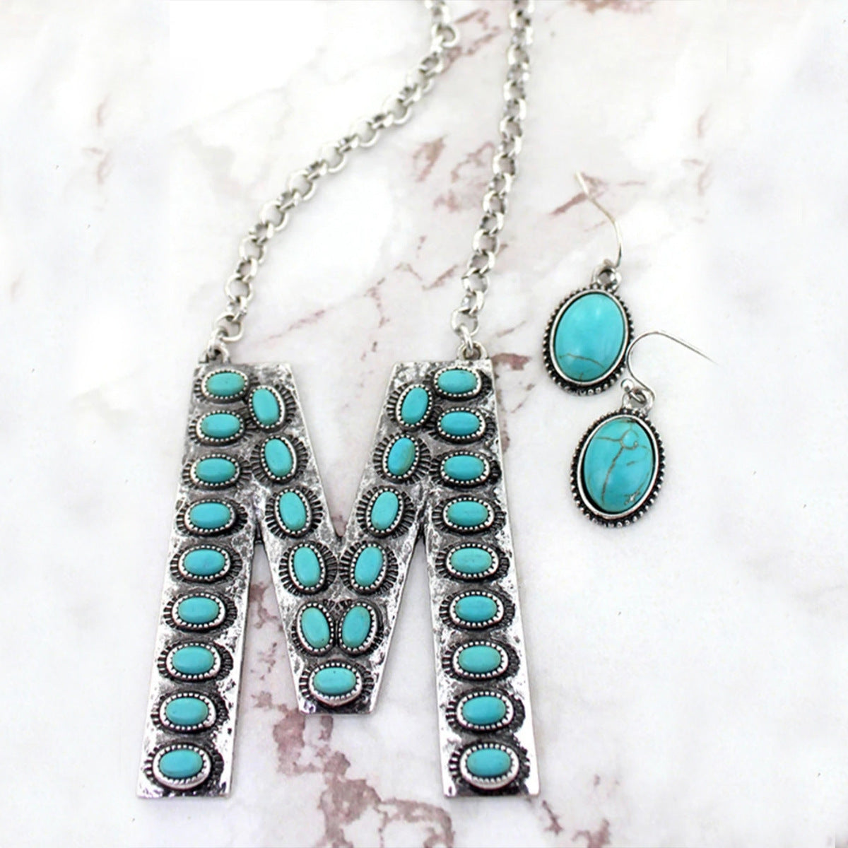 Turquoise Boho Vintage Cross Jewelry Set - product image 14