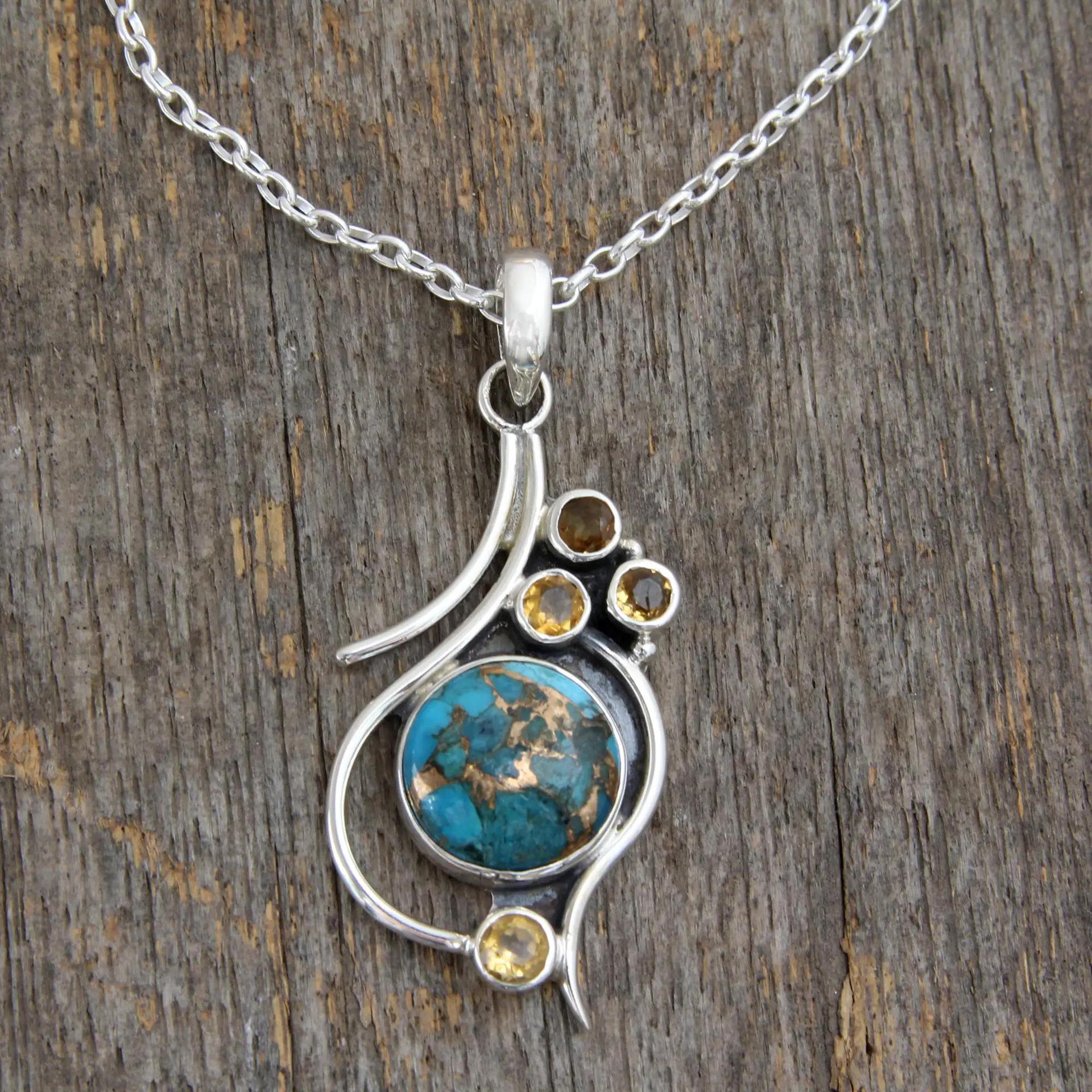 Turquoise Vintage Geometric Necklace for Women - product image 4