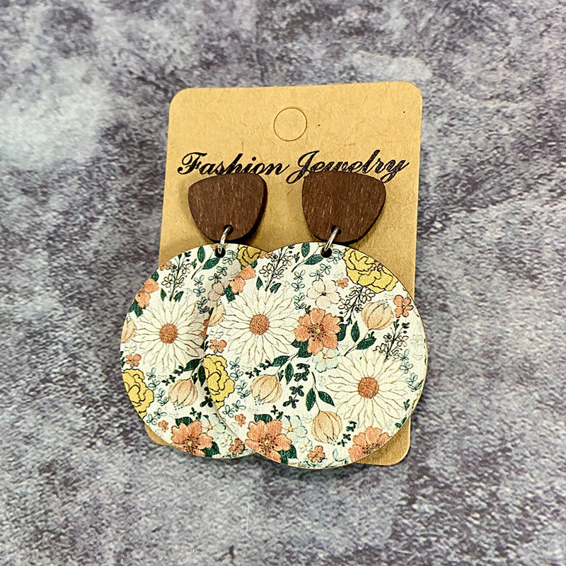 Western Boho Floral Cross Wood Earrings - product image 2