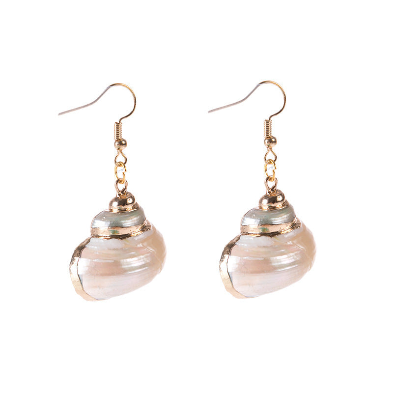 2019aliexpress's Gold-rimmed Ocean-style Conch and Shell Earrings Are - product image 3