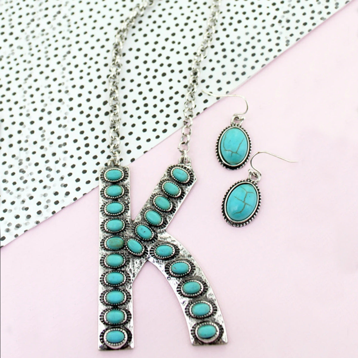 Turquoise Boho Vintage Cross Jewelry Set