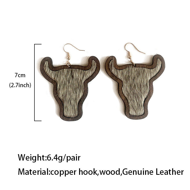 Western Vintage Cow Skull Horse Cross Earrings - product image 4
