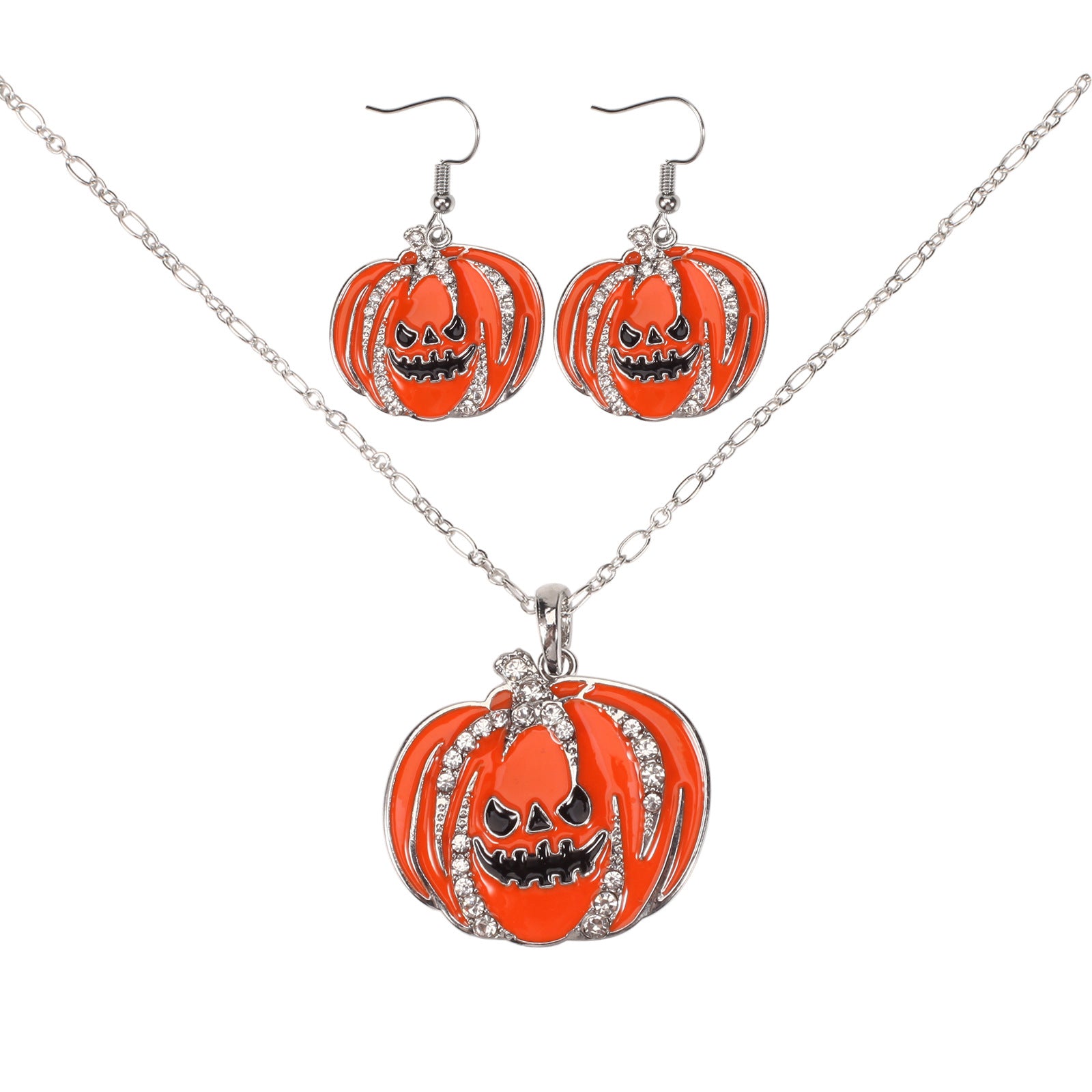 Halloween Necklace and Earring Set with Pumpkin - Screaming Skull - Ghost - - product image 1