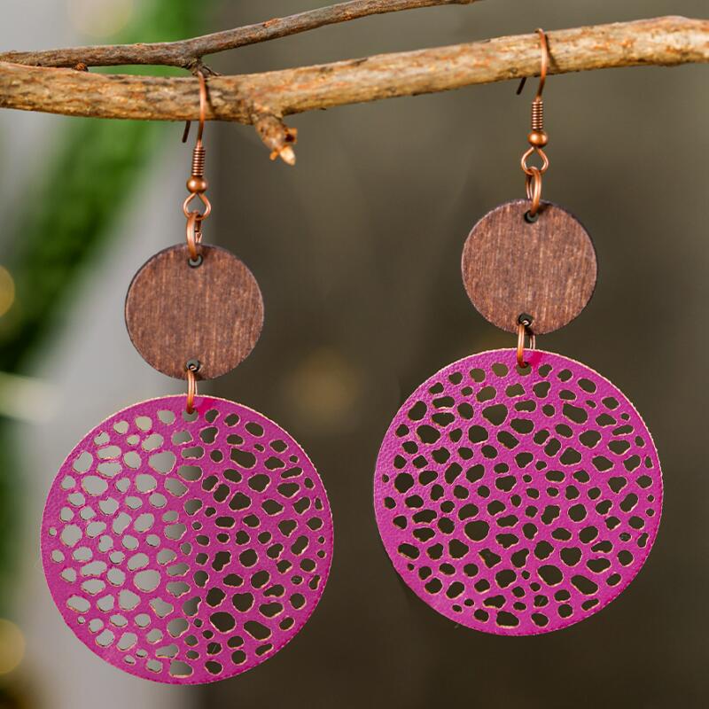 Boho Vintage Cross Wood Leather Earrings - product image 10