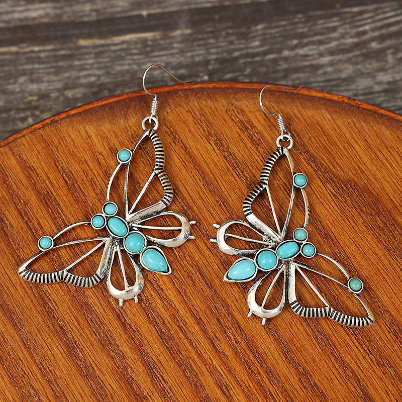 Turquoise Vintage Butterfly Earrings