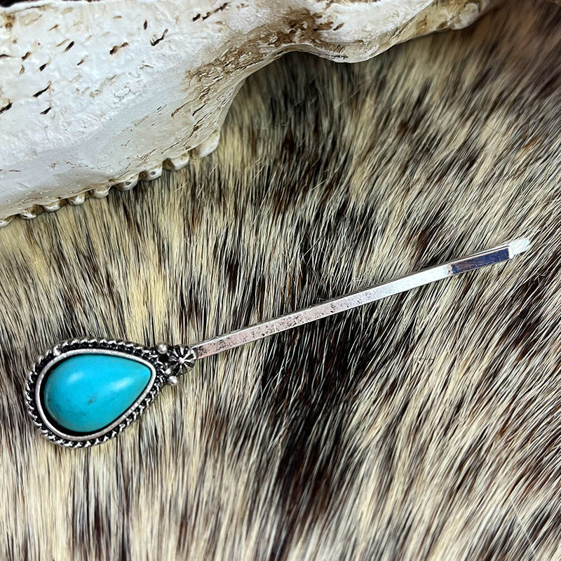 Western Turquoise Vintage Floral Cross Hair Accessory