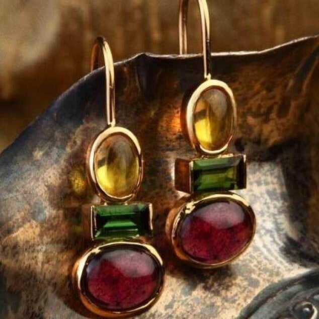 Unique Gold-rimmed Gemstone Earrings for Women Simple Alloy Earrings - product image 1