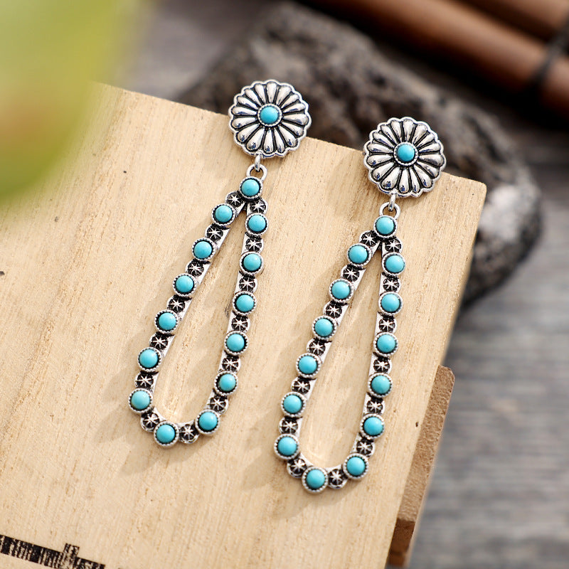 Turquoise Boho Vintage Cross Earrings - product image 7