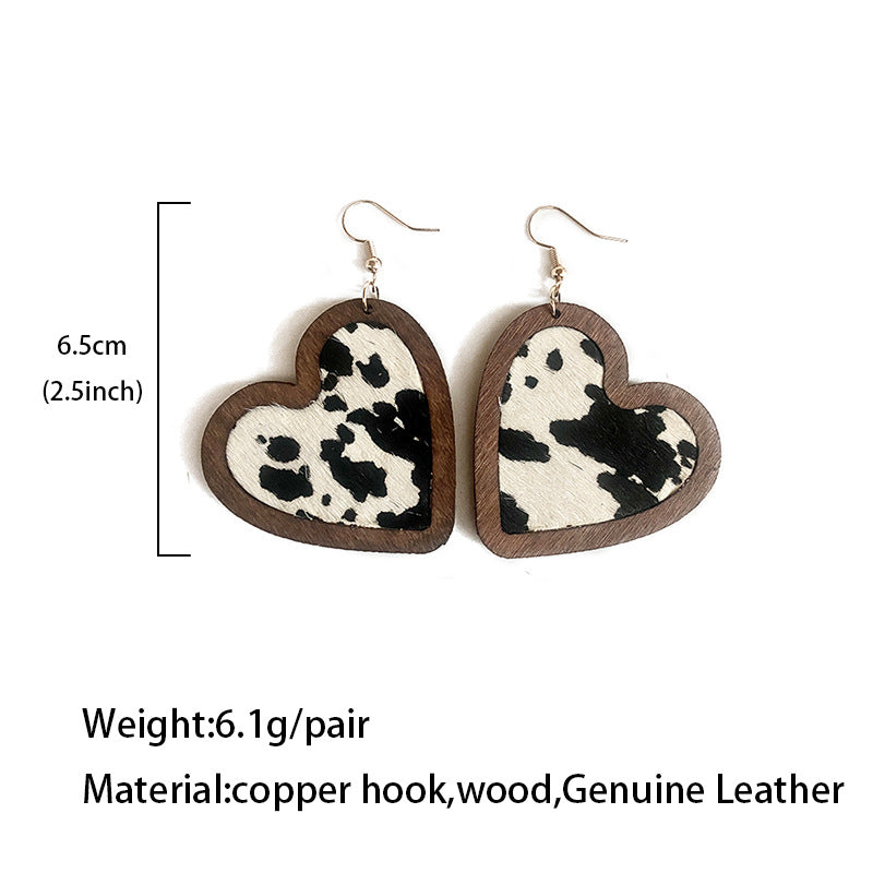Vintage Horse Heart Cross Wood Earrings - product image 4