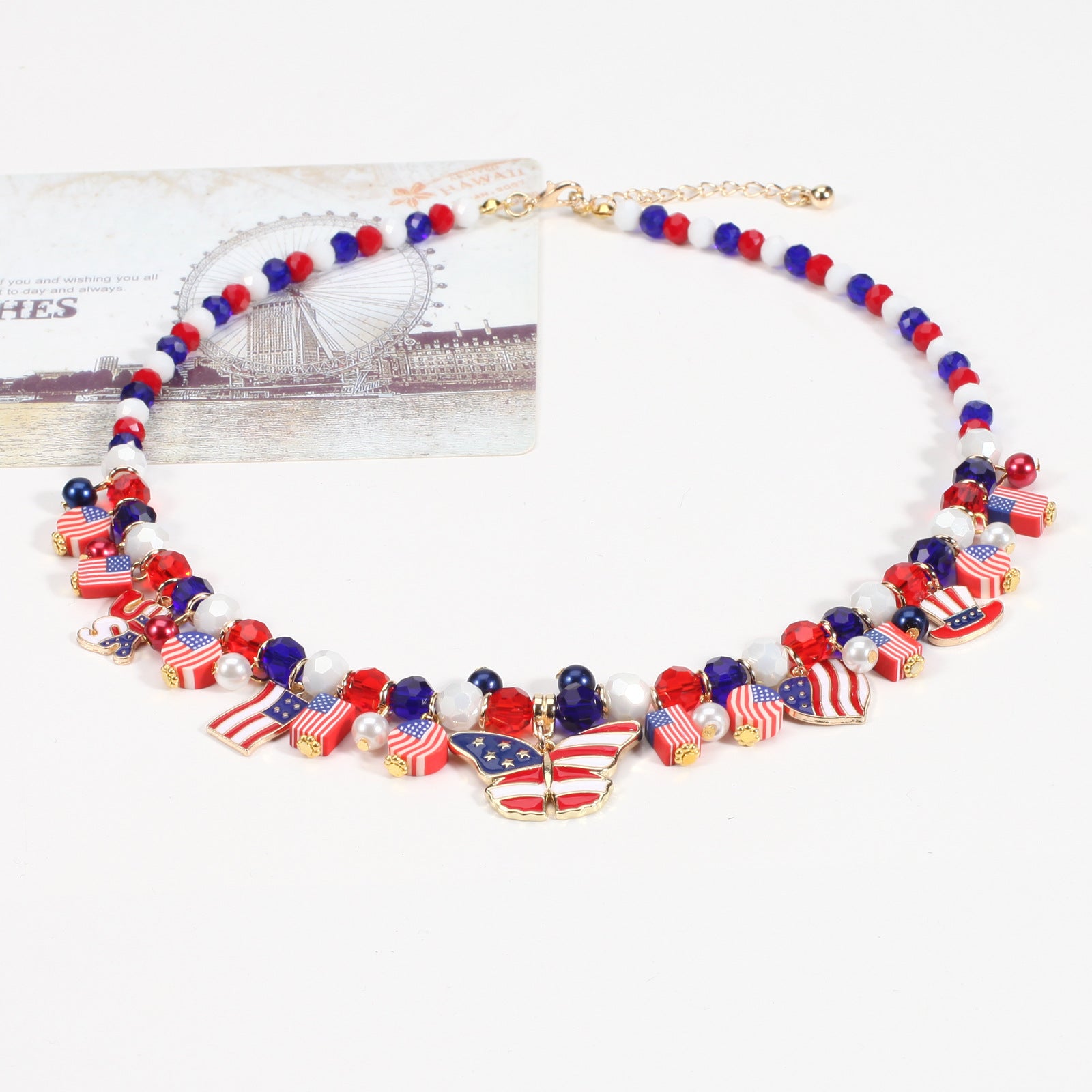 Heart Flag Butterfly Necklace