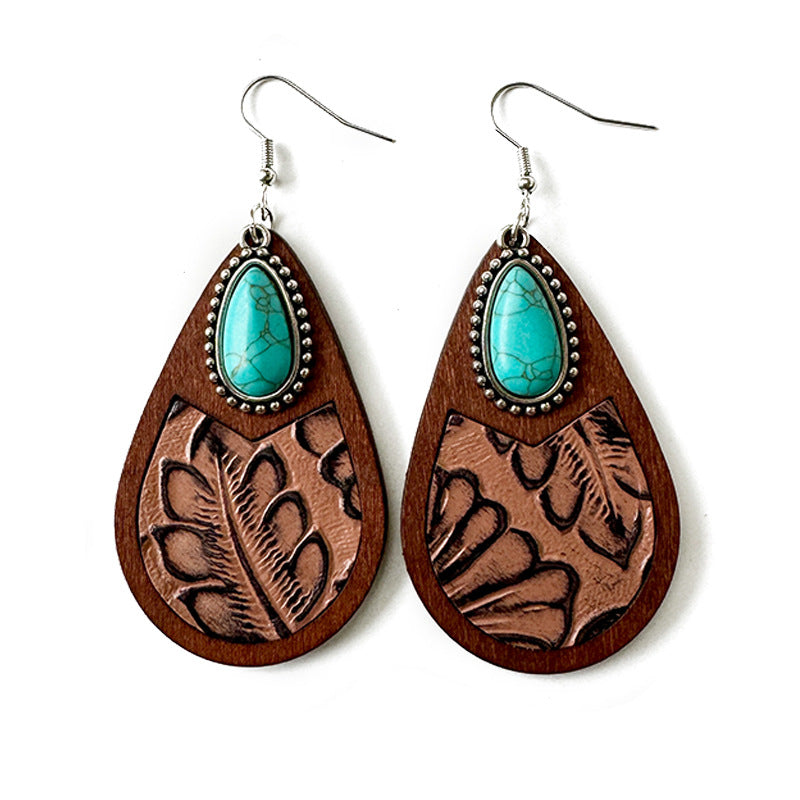 Western Vintage Horse Cross Leather Earrings - product image 5