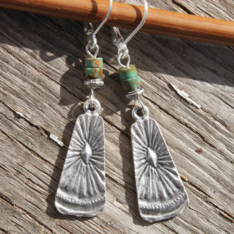 Turquoise Boho Vintage Cross Earrings