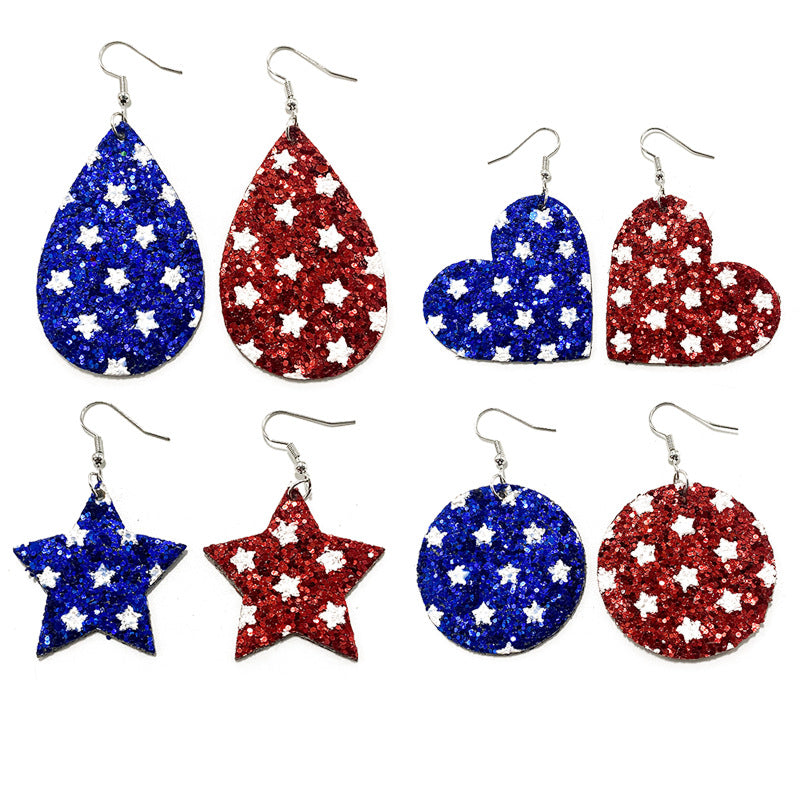 Cross Flag Leather Earrings - product image 1