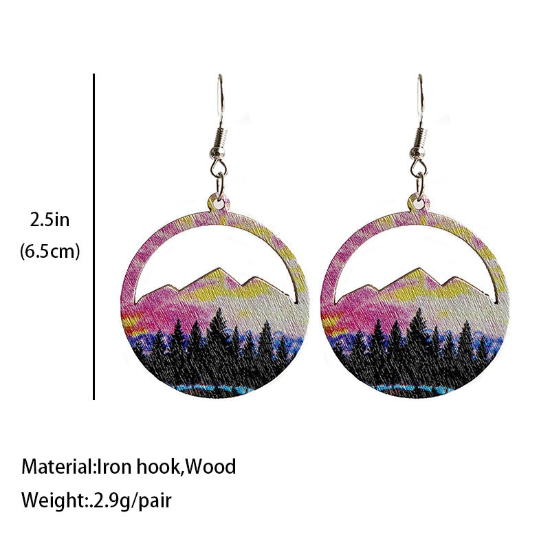 Western Geometric Cactus Wood Earrings - product image 4