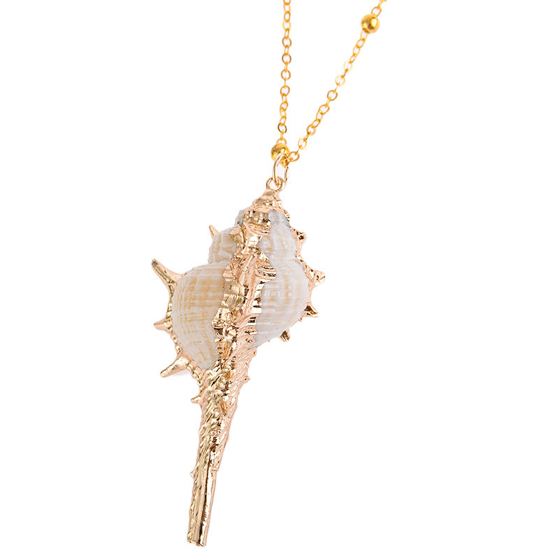 2019aliexpress : Ocean‑style Necklace with Gold‑trimmed Seashells and Conch - product image 6