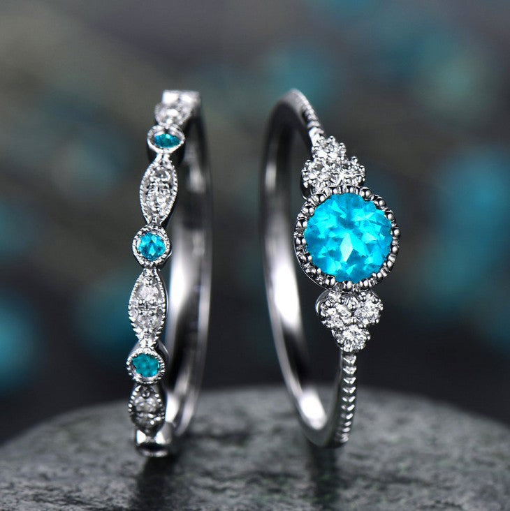 Ring Fashionable Zircon Ring for Women Two-piece Set of Micro-inlaid Emerald - product image 12