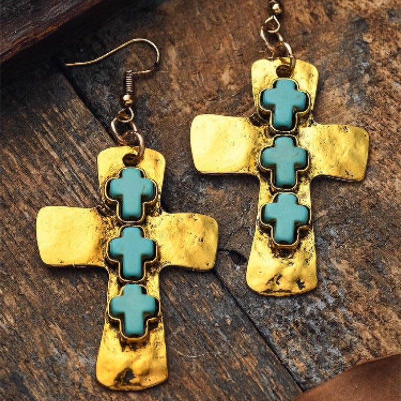 Turquoise Vintage Cross Earrings - product image 3
