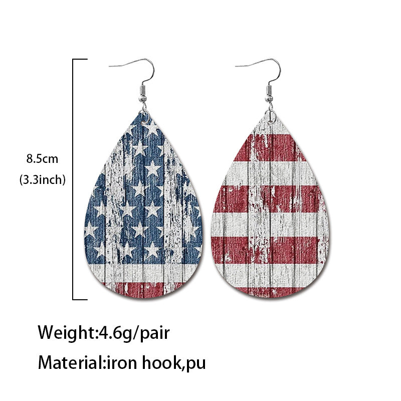 Vintage Cross Flag Leather Earrings - product image 4