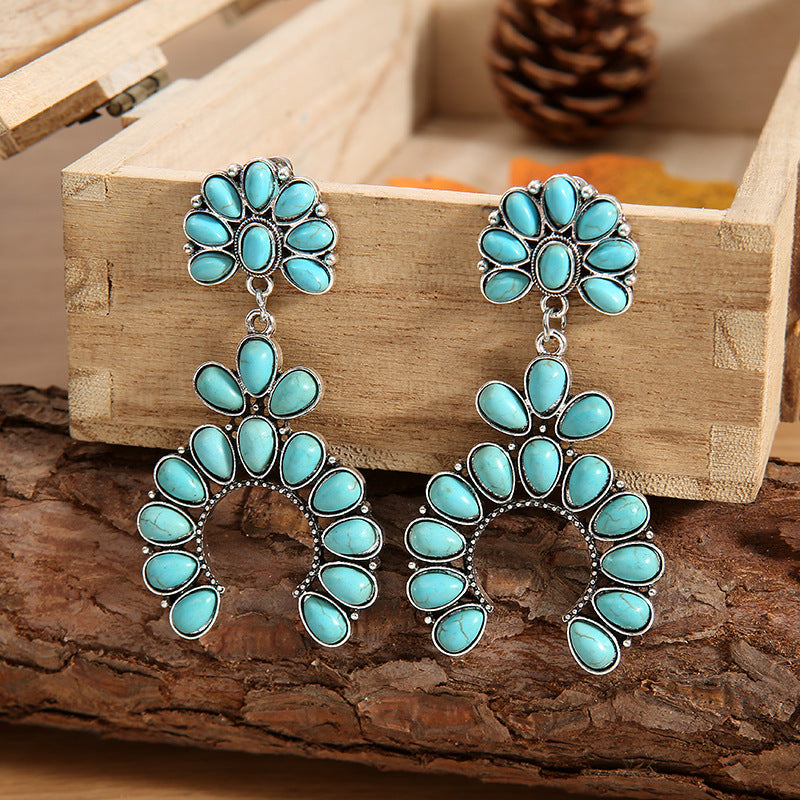 Western Turquoise Vintage Statement Geometric Earrings - product image 1