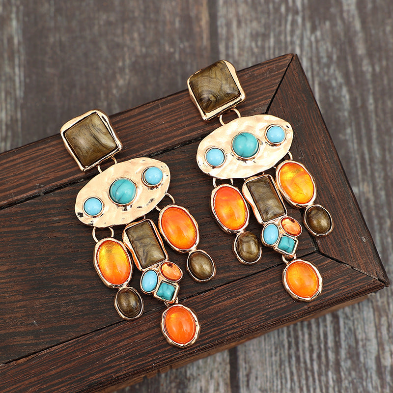 Turquoise Vintage Cross Earrings for Women