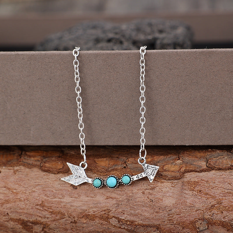 Turquoise Vintage Feather Cross Necklace - product image 3