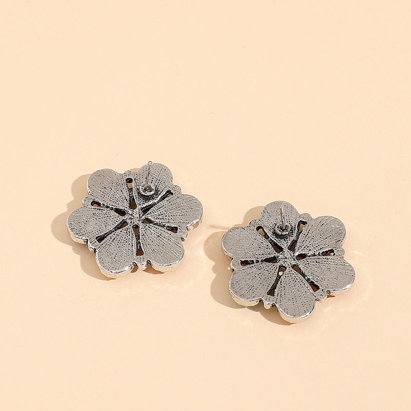 Turquoise Boho Vintage Floral Cross Earrings for Women - product image 4