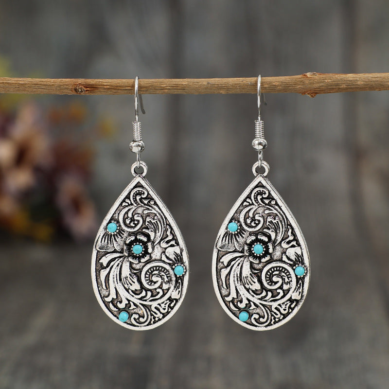 Turquoise Vintage Floral Cross Earrings - product image 1