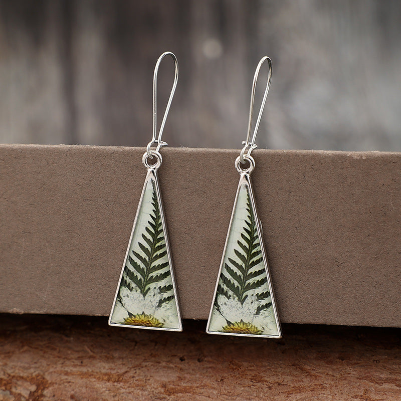Vintage Geometric Floral Cross Resin Earrings - product image 4