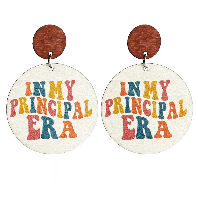 Floral Cross Wood Earrings