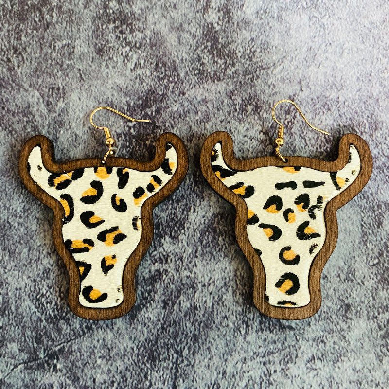 Western Vintage Cow Skull Horse Cross Earrings - product image 6