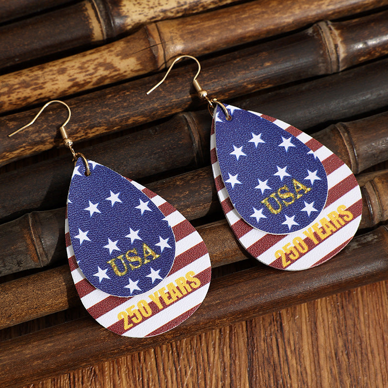 Cross Flag Leather Earrings - product image 14
