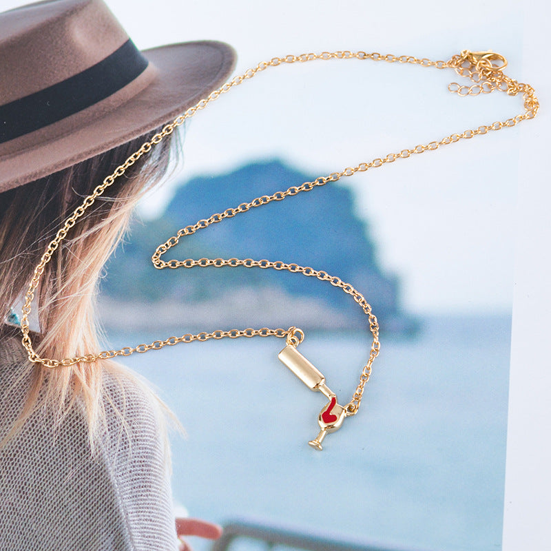 Heart Wine Glass Necklace for Women
