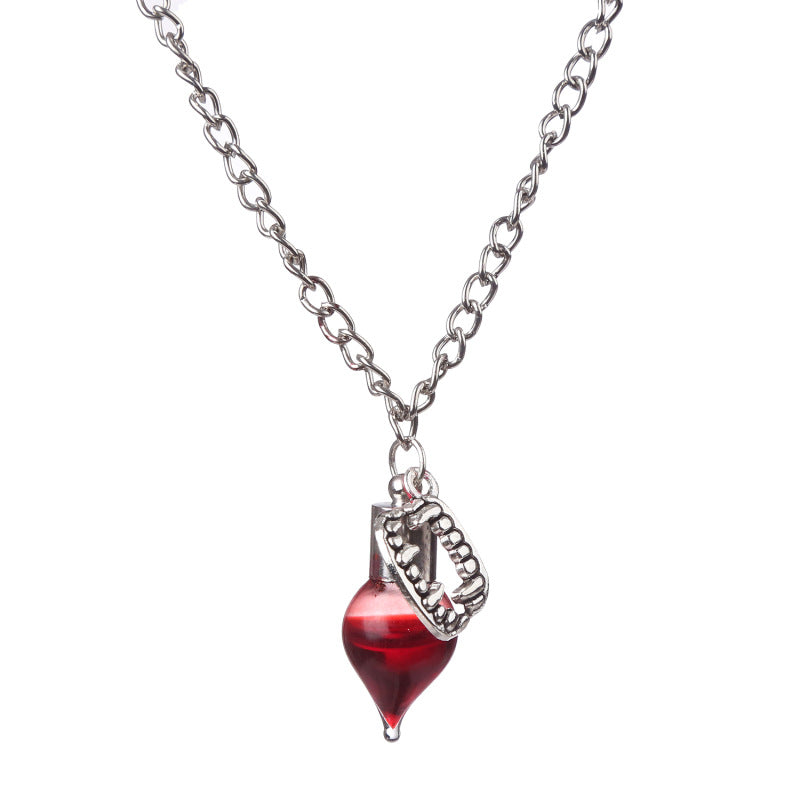 Horror-themed Blood Bottle Necklace Halloween Spider Vampire Bat Accessories - product image 5