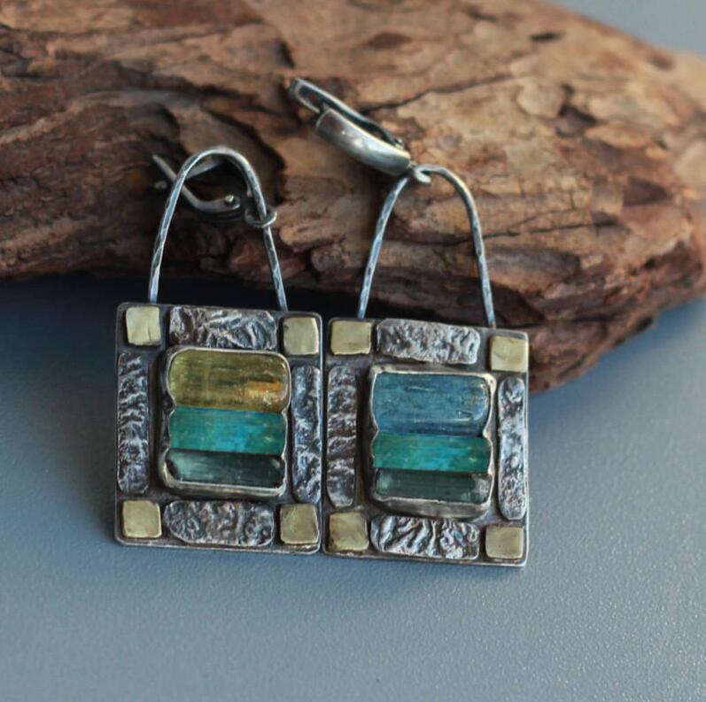 Vintage Geometric Cross Crystal Earrings - product image 2