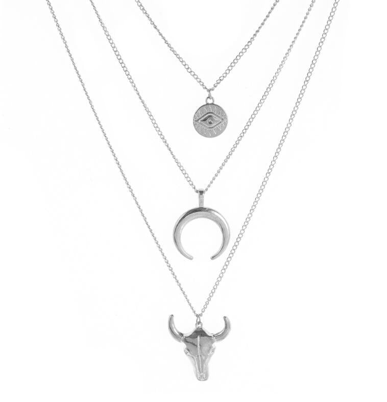 Geometric Cow Skull Cross Necklace - product image 6