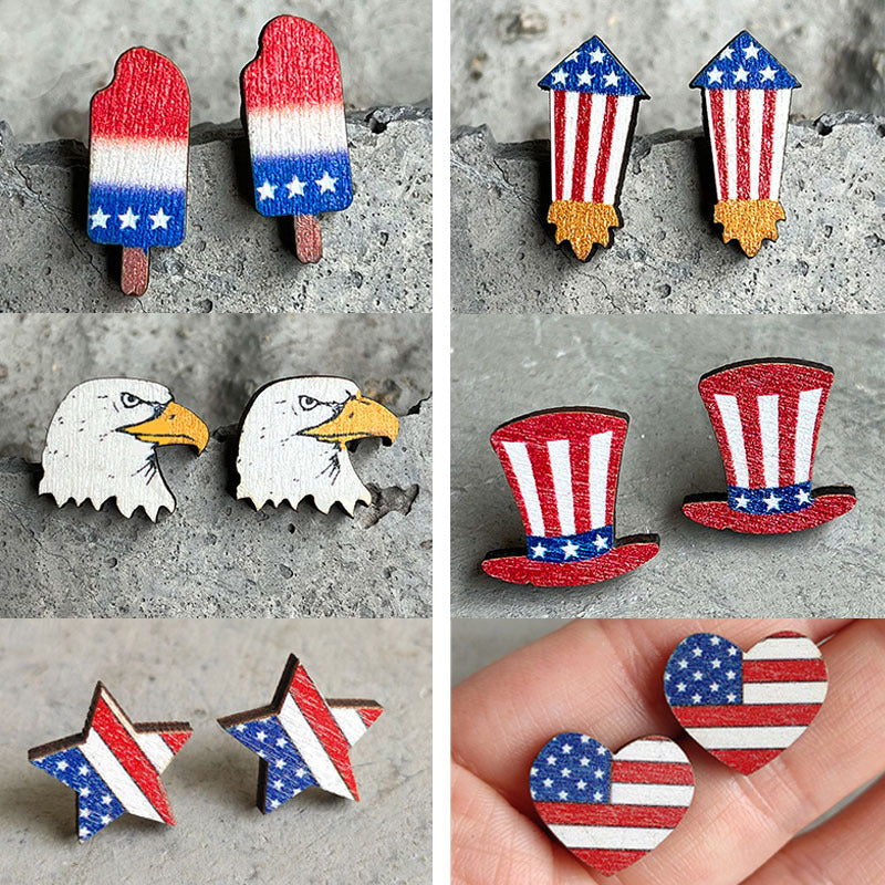 Floral Heart Flag Wood Earrings - product image 1