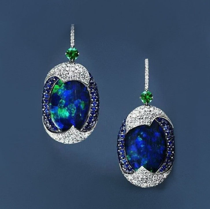 Earrings Inlaid with Sea Blue Topaz for Women Creative Rotating Water Drop - product image 37