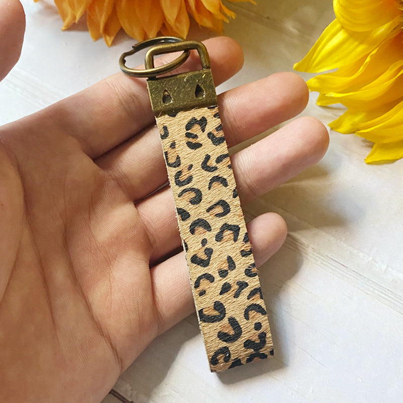 Boho Vintage Horse Cross Leather Keychain