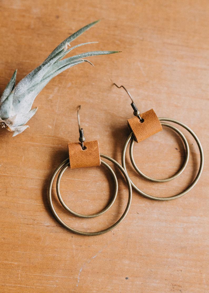 Vintage Cross Leather Earrings for Women - product image 6